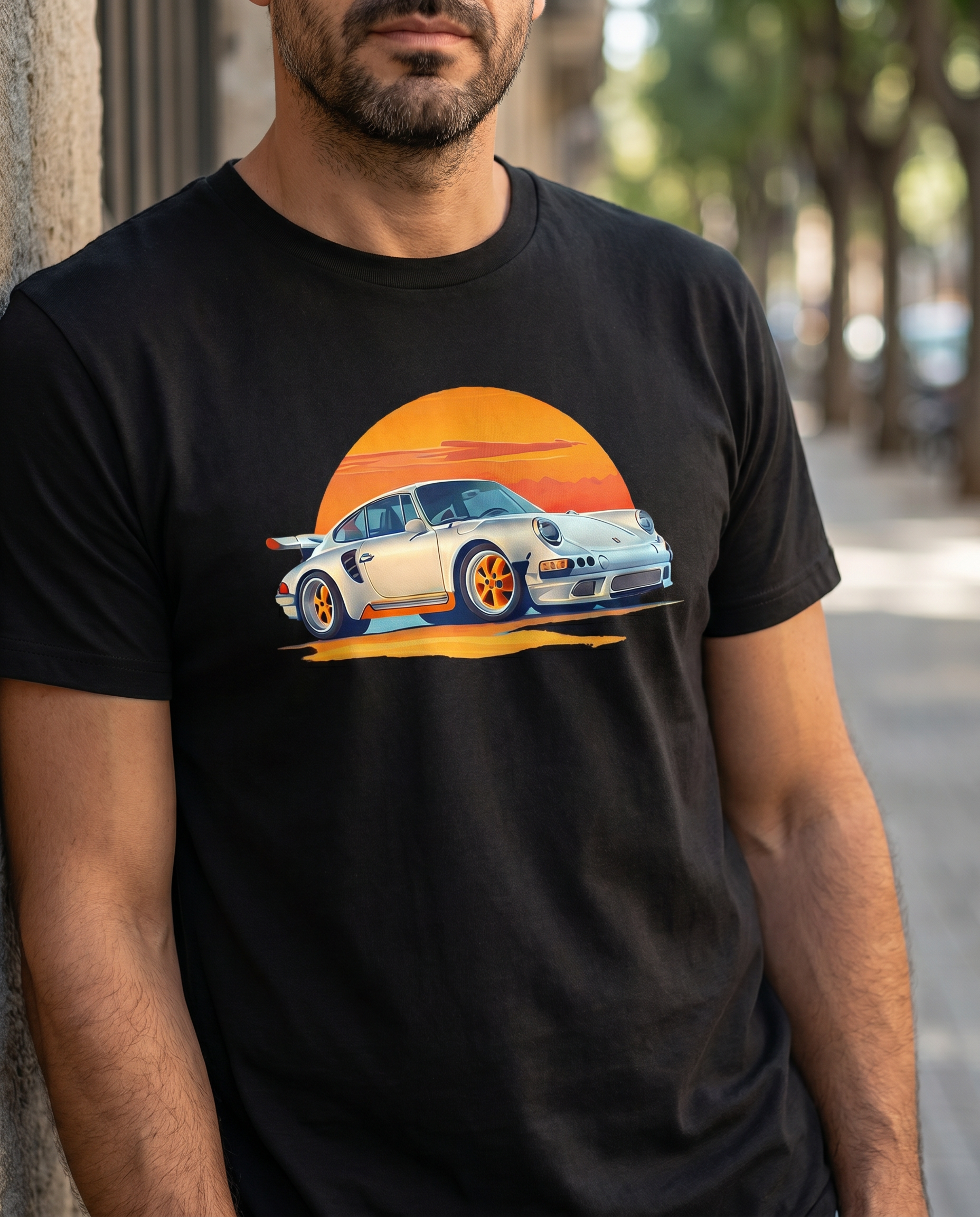 Flat-Six Sunset Tee worn by model