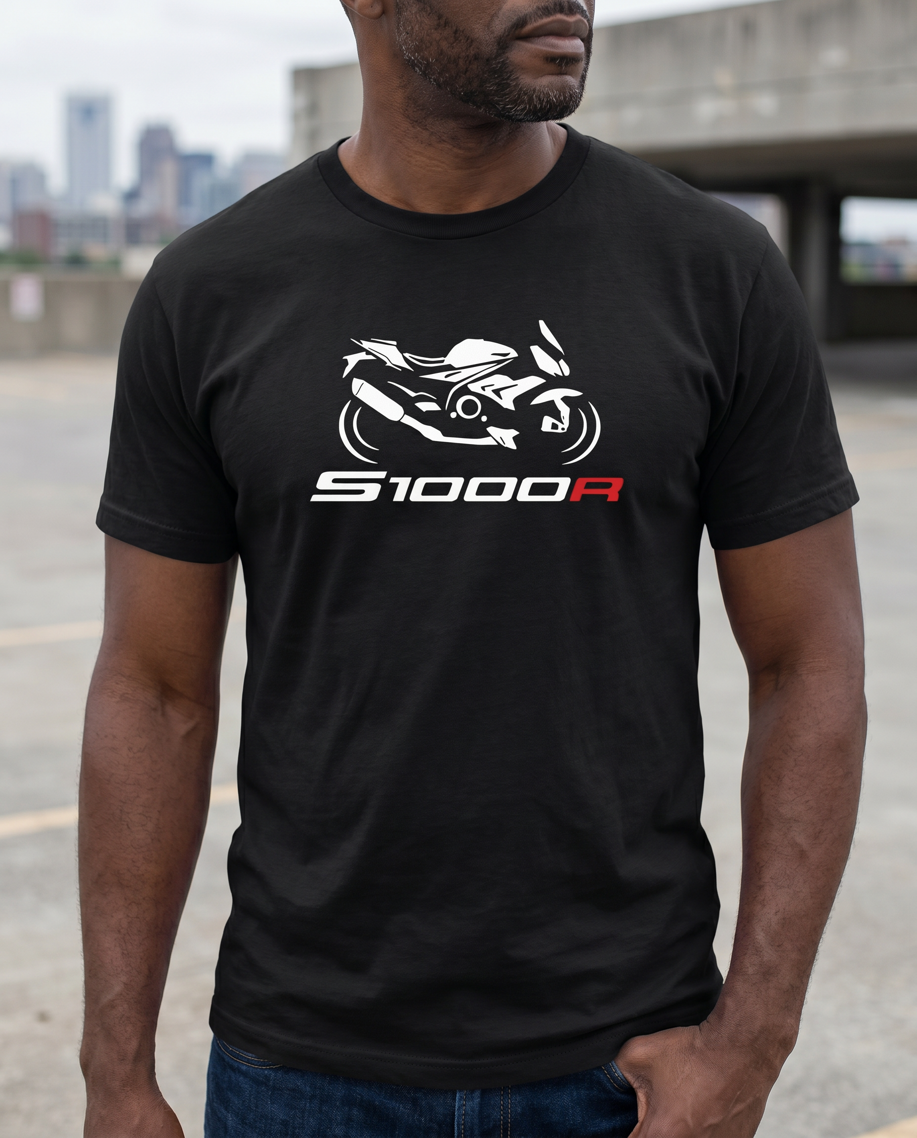 Beemer S1K Roadster Tee worn by model