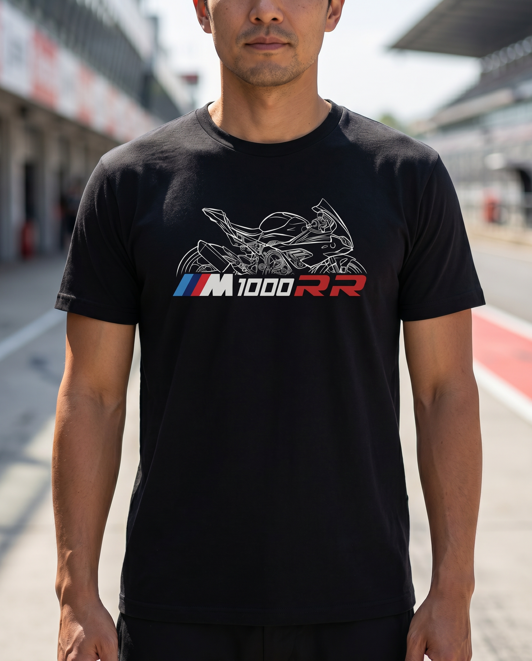 Beemer M-RR Superbike Tee worn by model