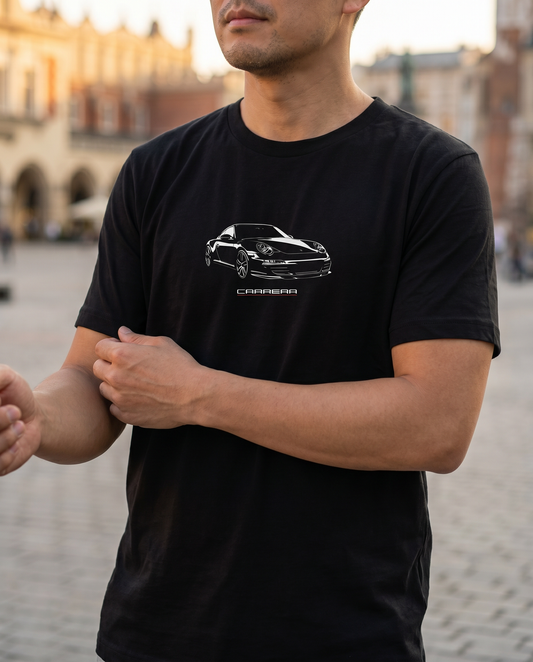Flat-Six Carrera Ghost Tee worn by model