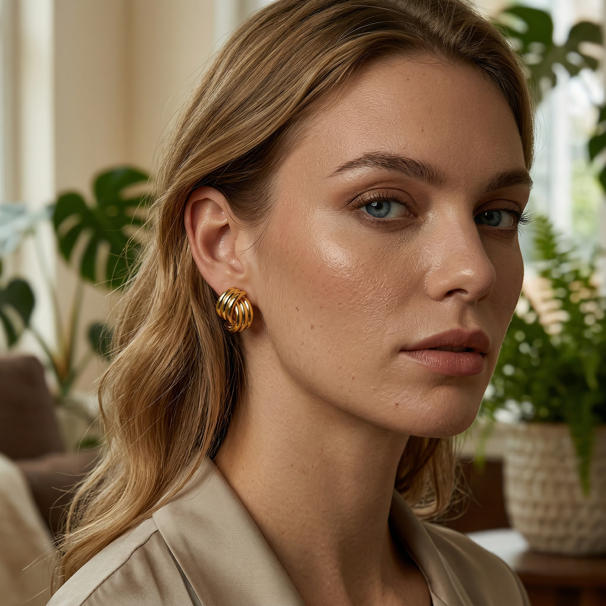 Golden Interlock Earrings