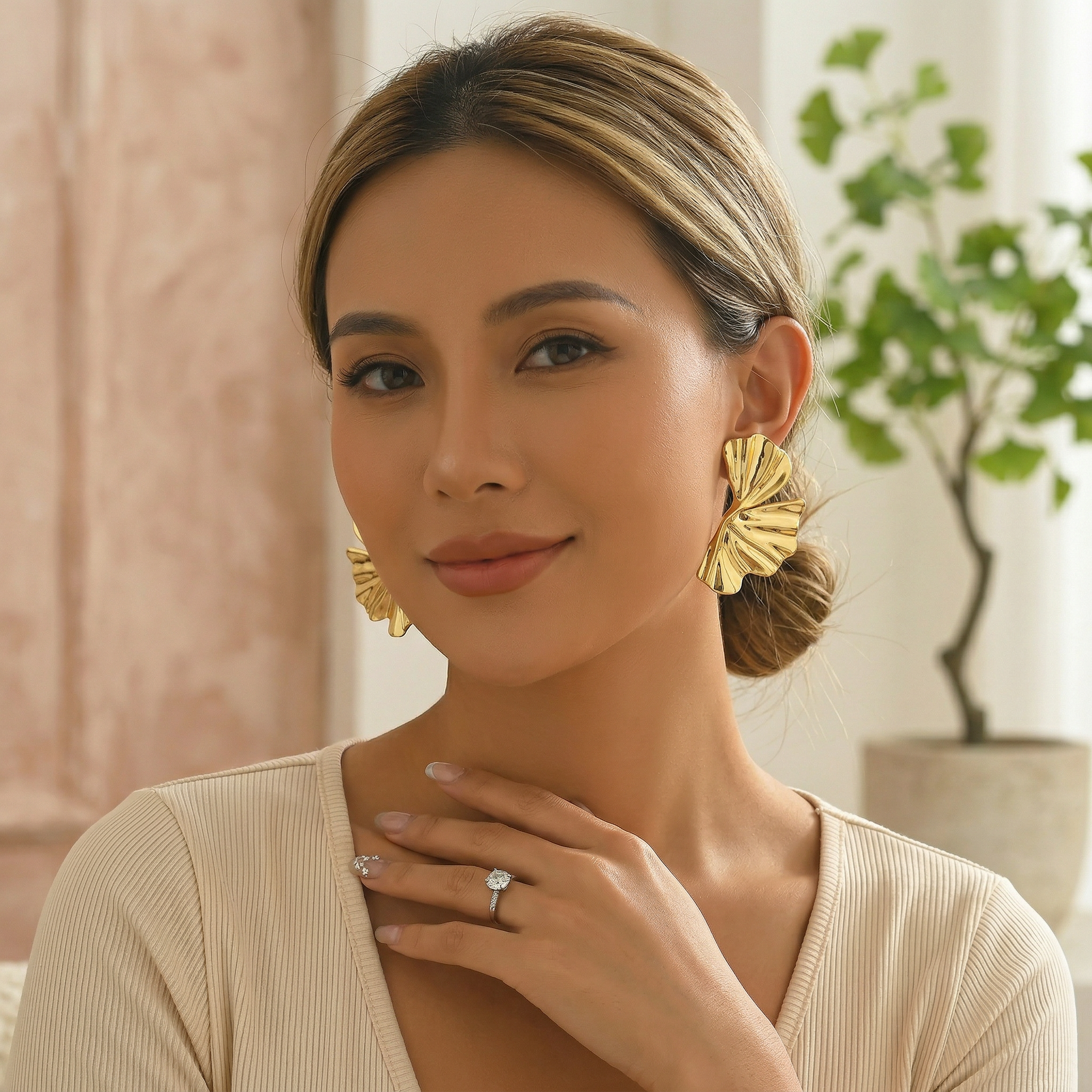 Golden Petal Bloom Earrings